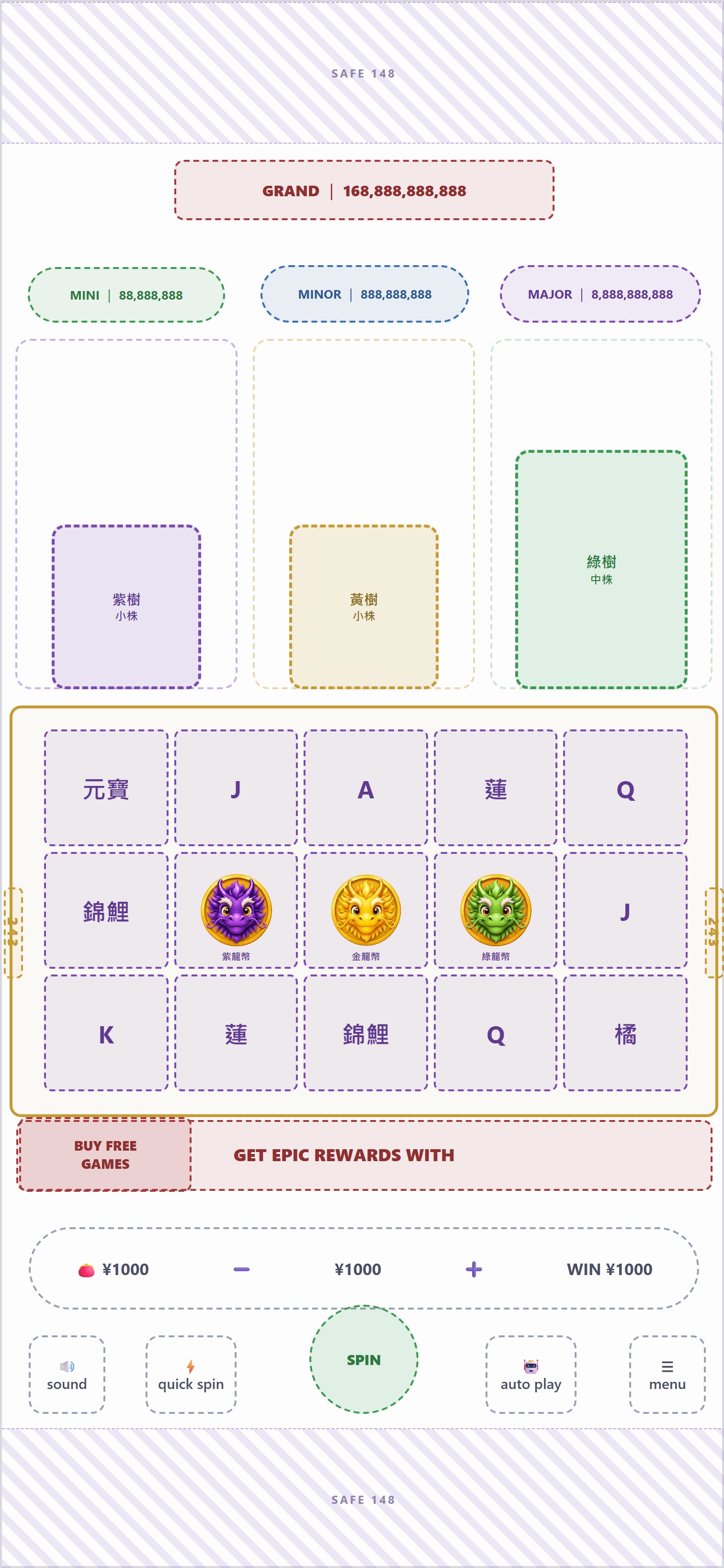 返回主遊戲：紫樹回小株重養；黃樹小株、綠樹中株維持